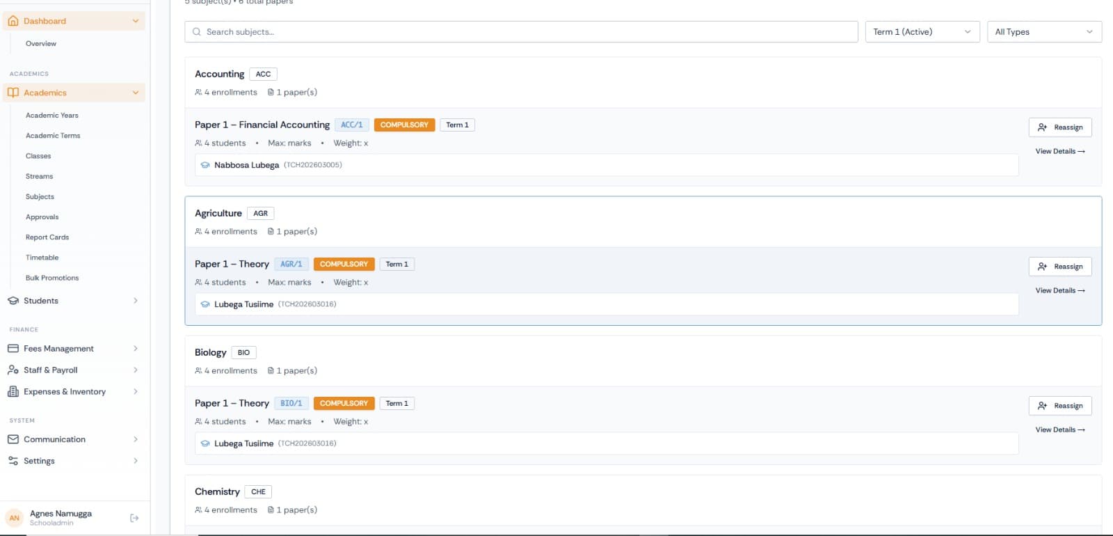 Analytics dashboard